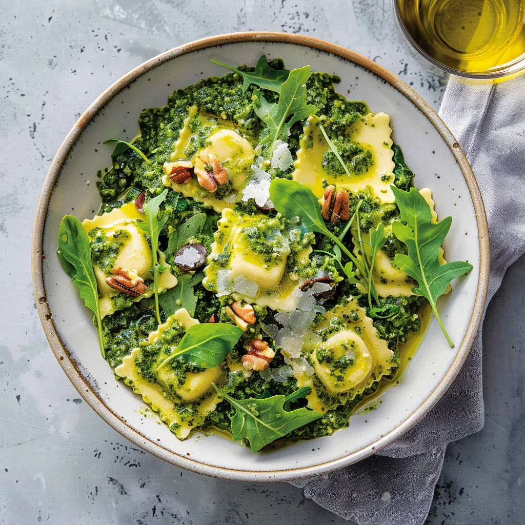 Raviolis au pesto de kale