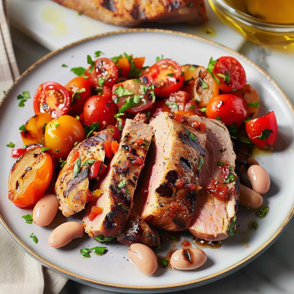 Filet de porc grillé et haricots