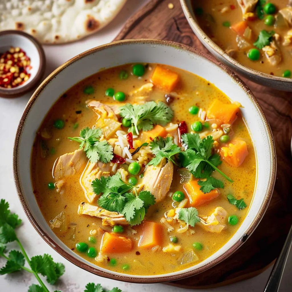 Soupe au poulet à l’indienne