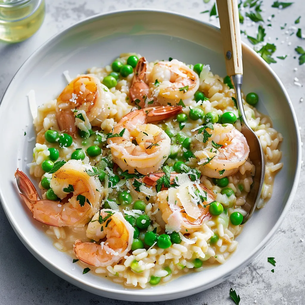 Risotto aux crevettes et pois
