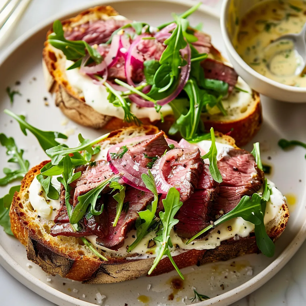 Tartines au boeuf caramélisé