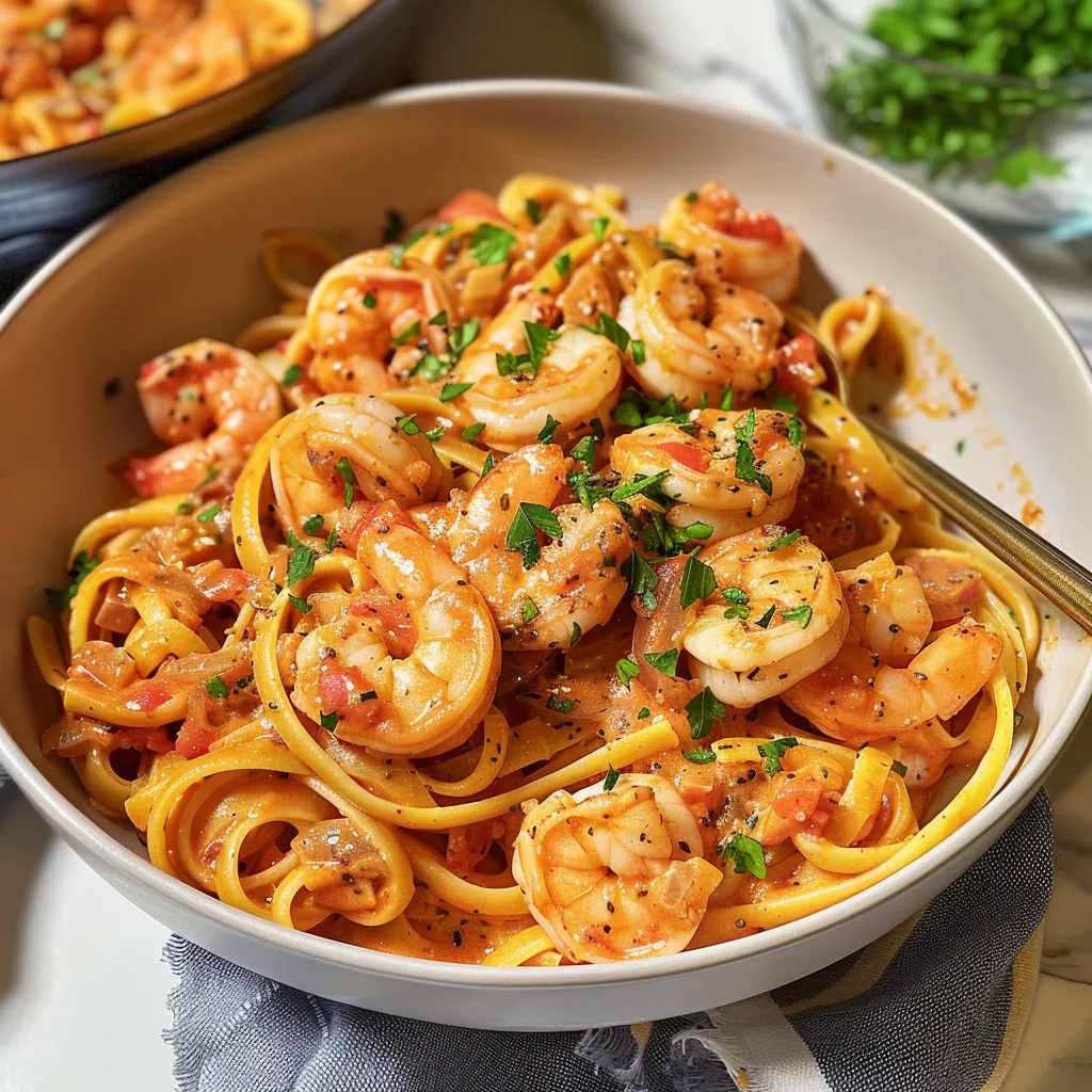 Linguines cajuns et crevettes faciles