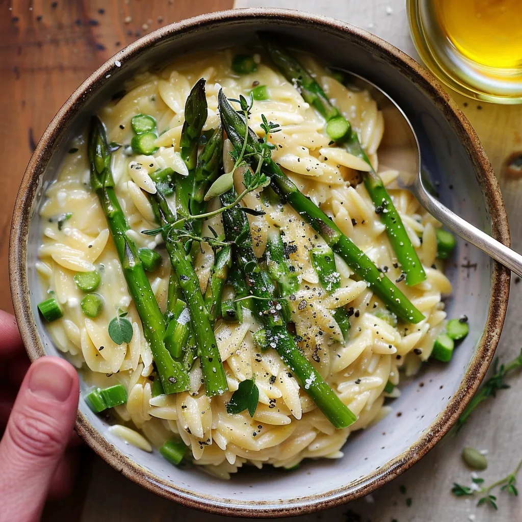 Orzo crémeux au comté et asperges fraîches