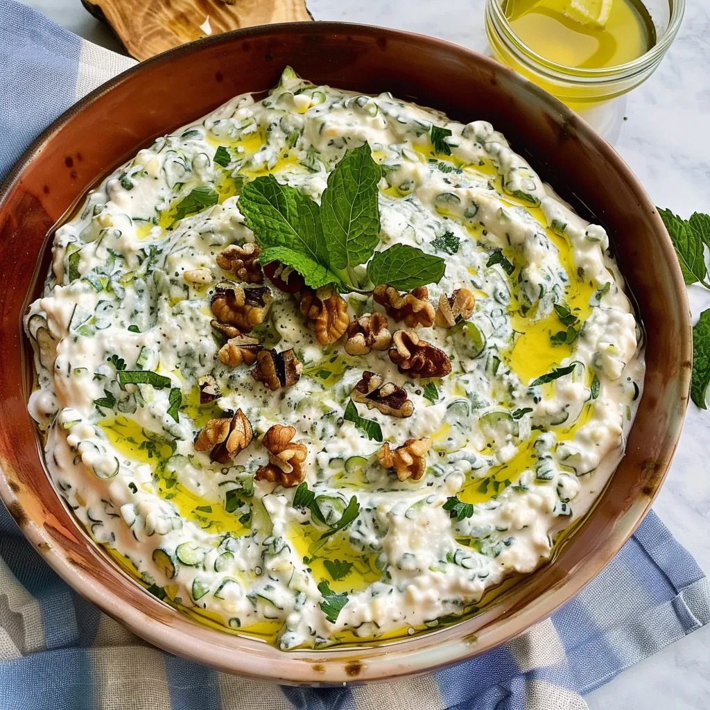 Courgettes avec yaourt et noix croquantes