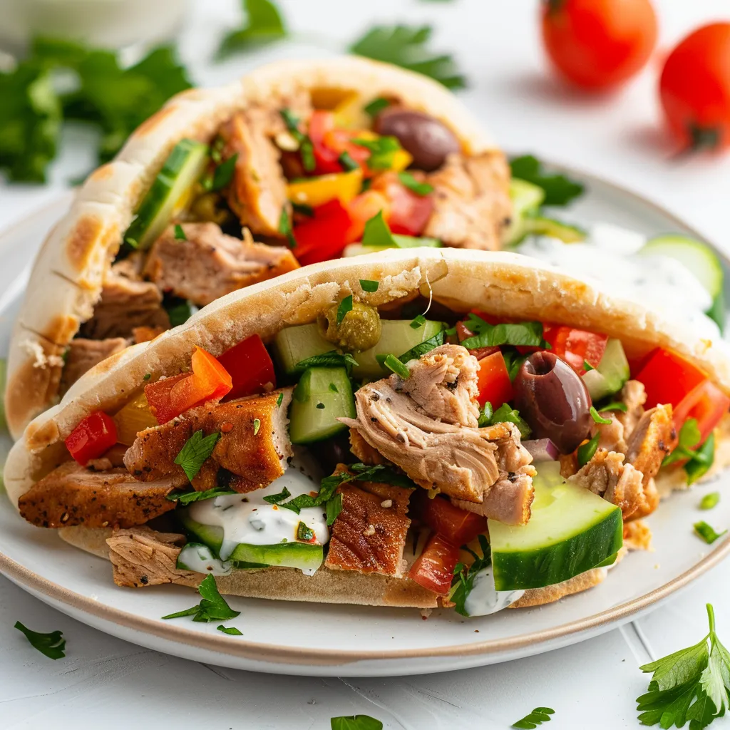 Pitas à la salade de porc
