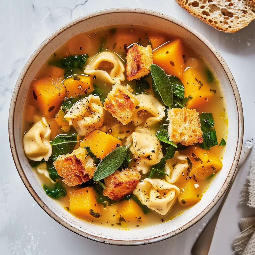 Soupe tortellinis courge épinards