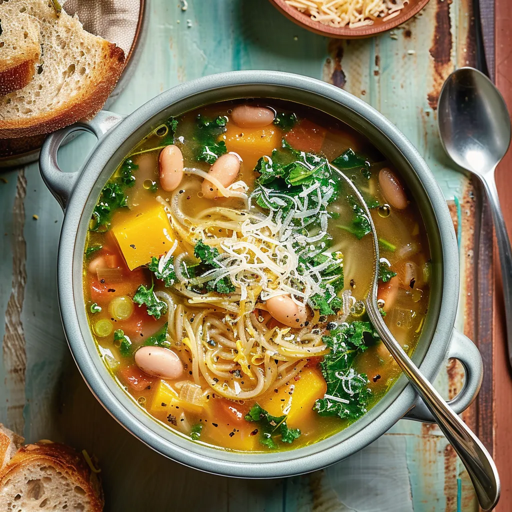 Soupe courge spaghetti et kale