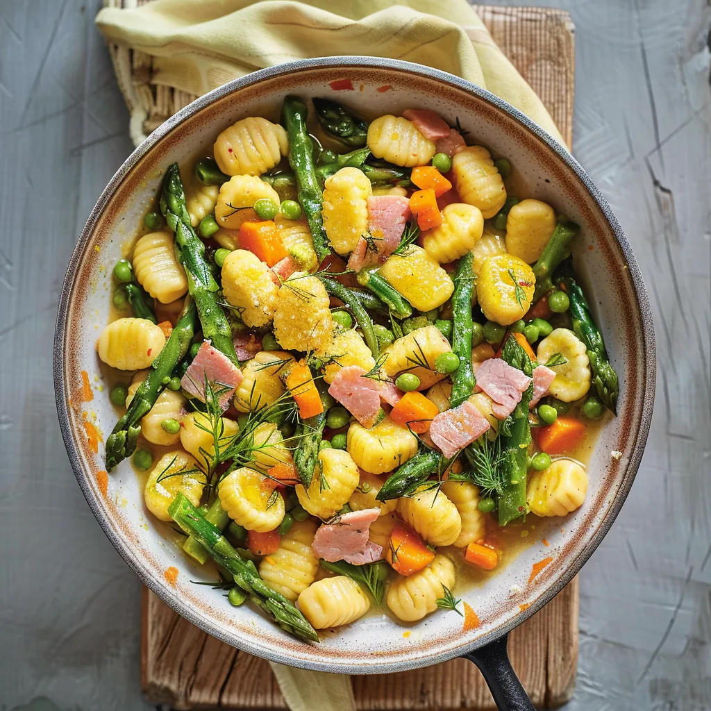 Gnocchis aux asperges et jambon
