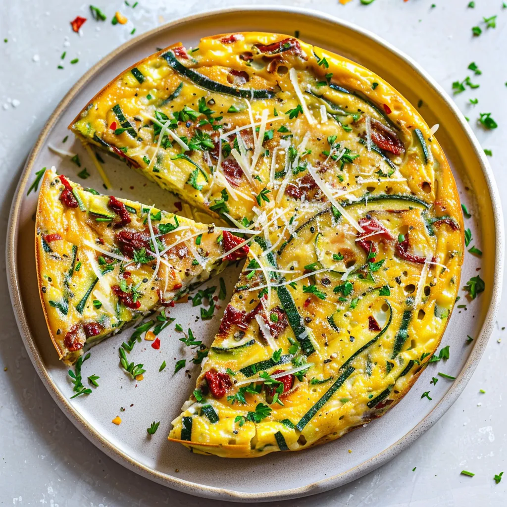 Délicieuse frittata à la courgette et tomates séchées
