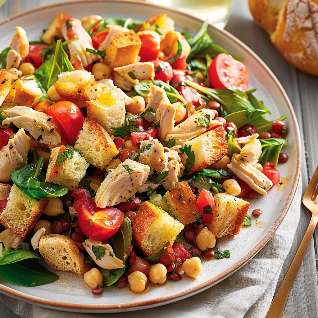 Salade panzanella aux légumineuses