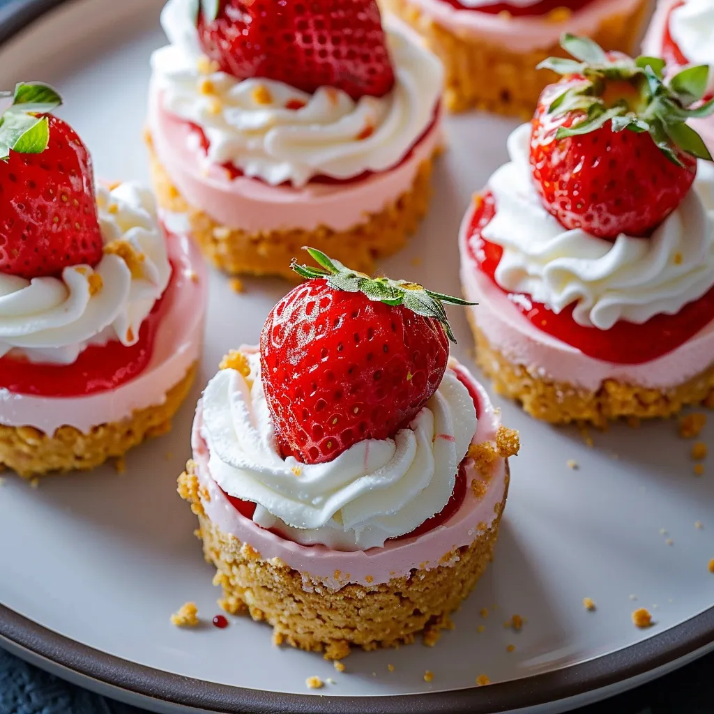 Délicieux mini cheesecakes à la fraise, sans cuisson