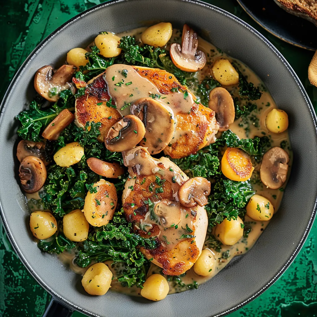Escalopes poulet gnocchis kale