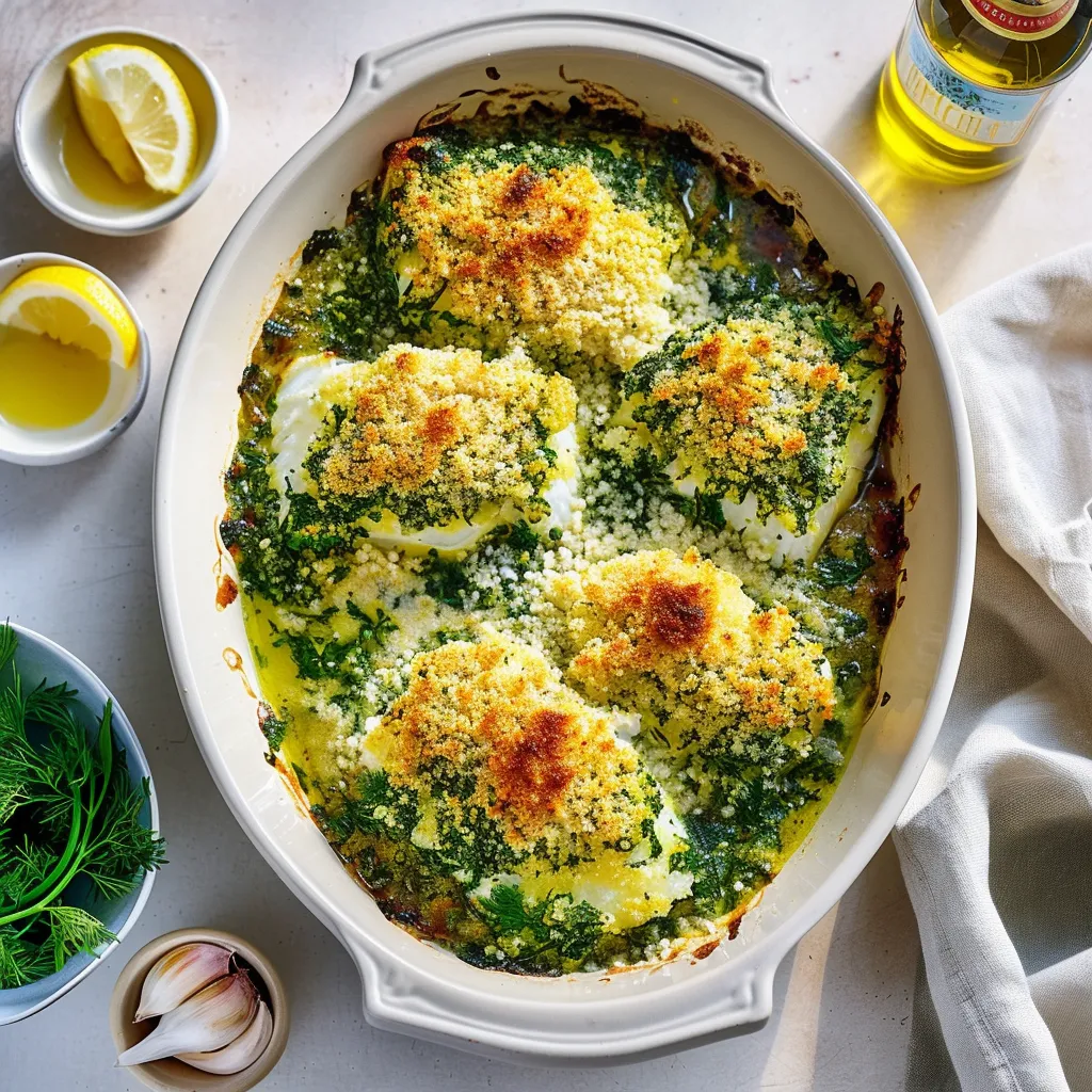 Préparation facile d'un gratin de morue aux herbes