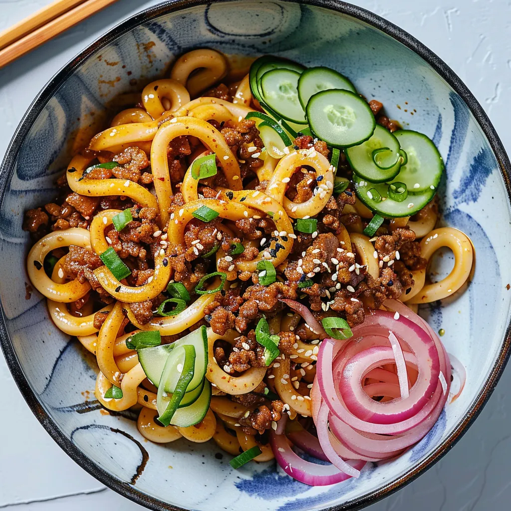 Nouilles udon boeuf épicé tamari