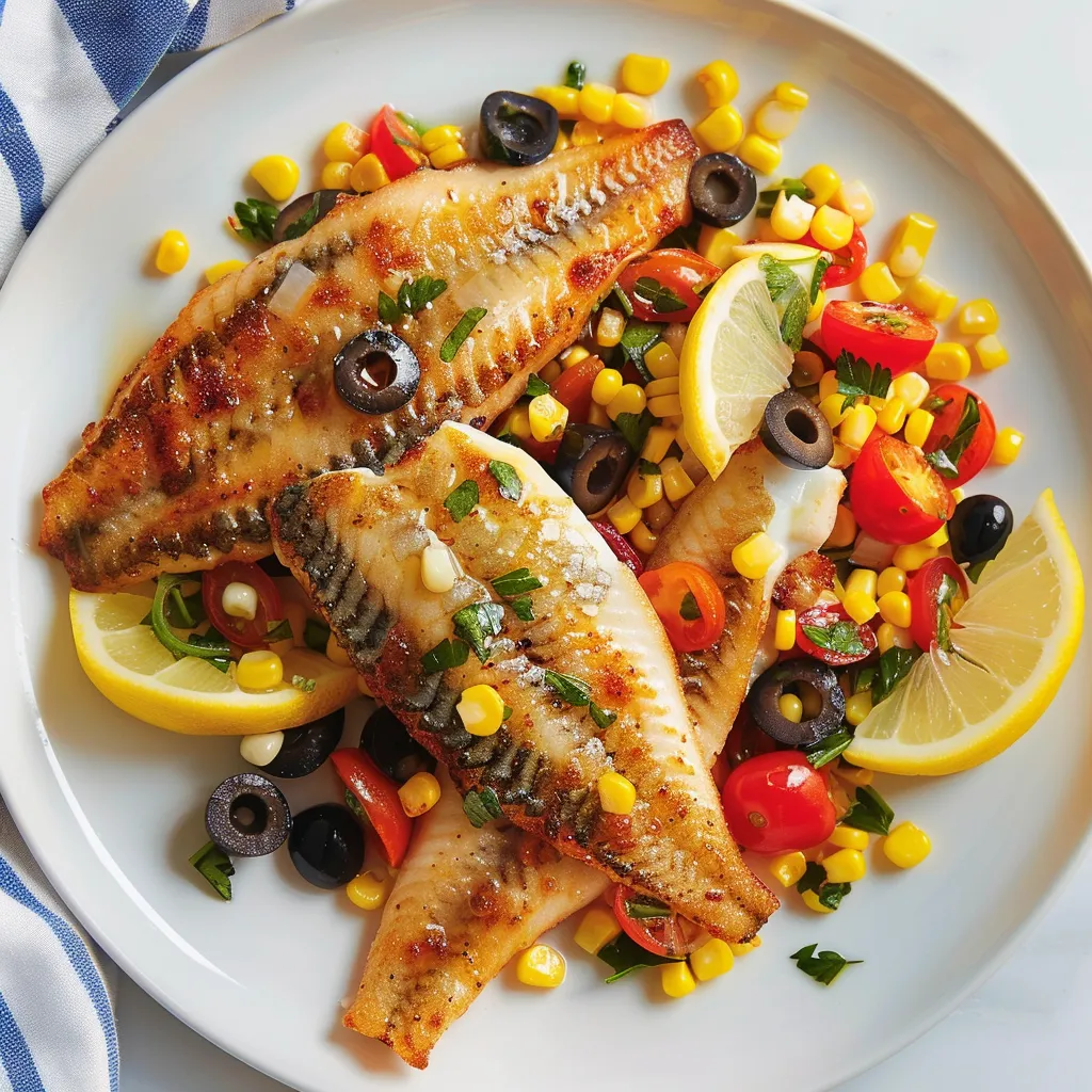 Tilapia poêlé accompagné d'une salade rafraîchissante