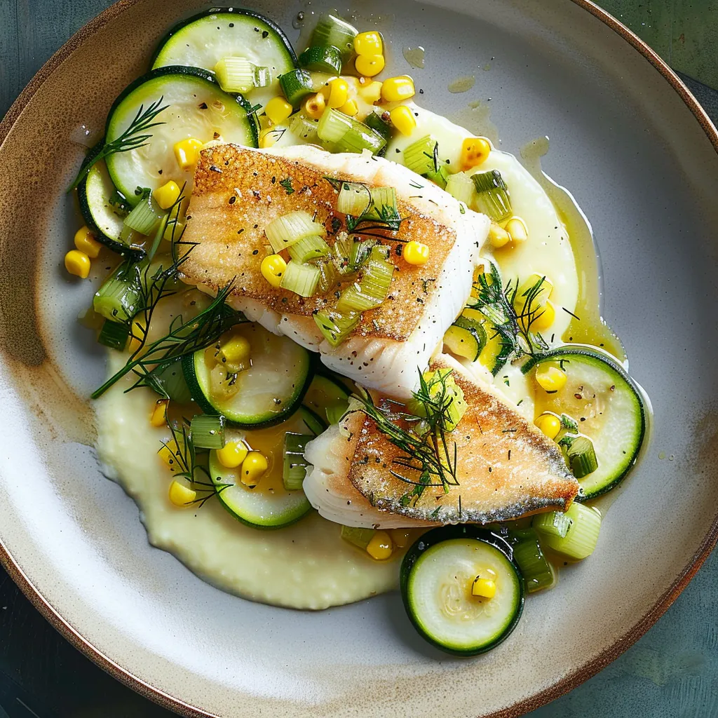 Turbot avec lait de maïs