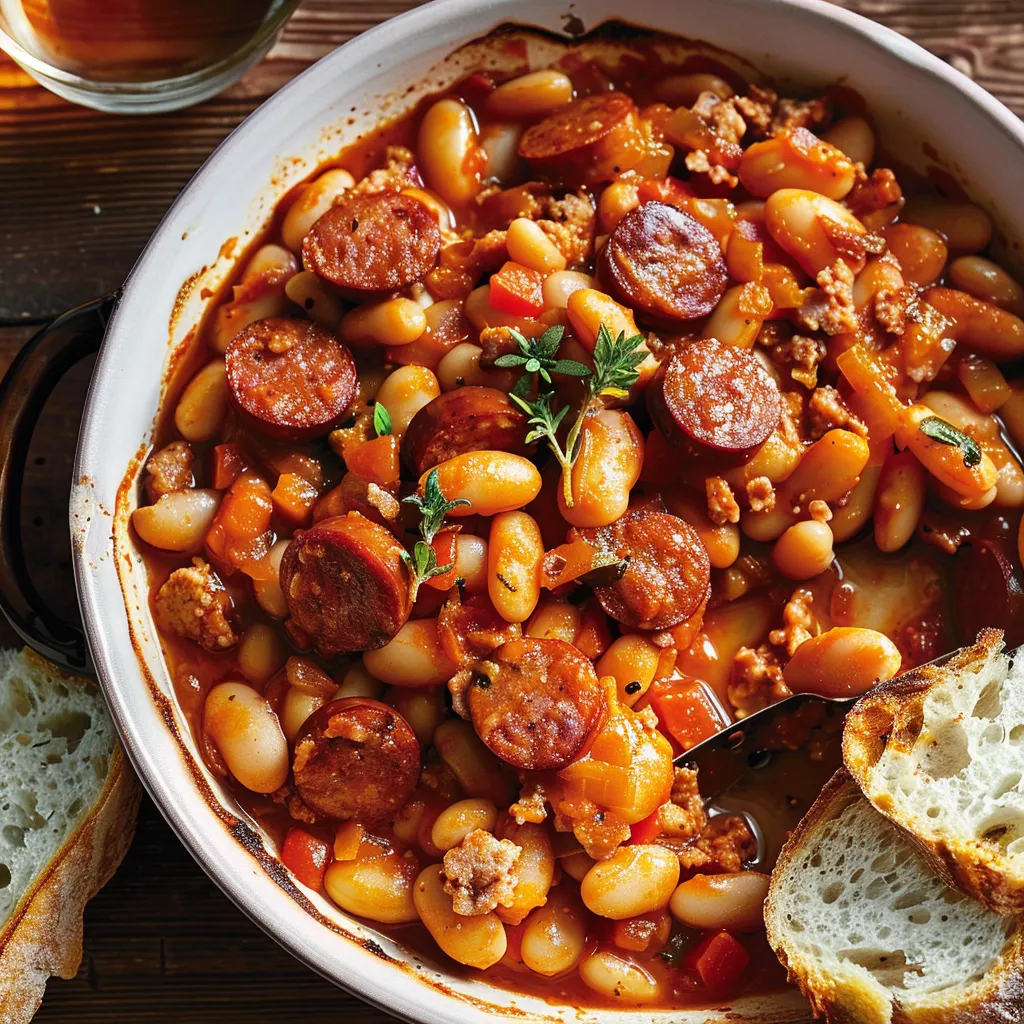 Préparez une délicieuse casserole aux haricots blancs et saucisses