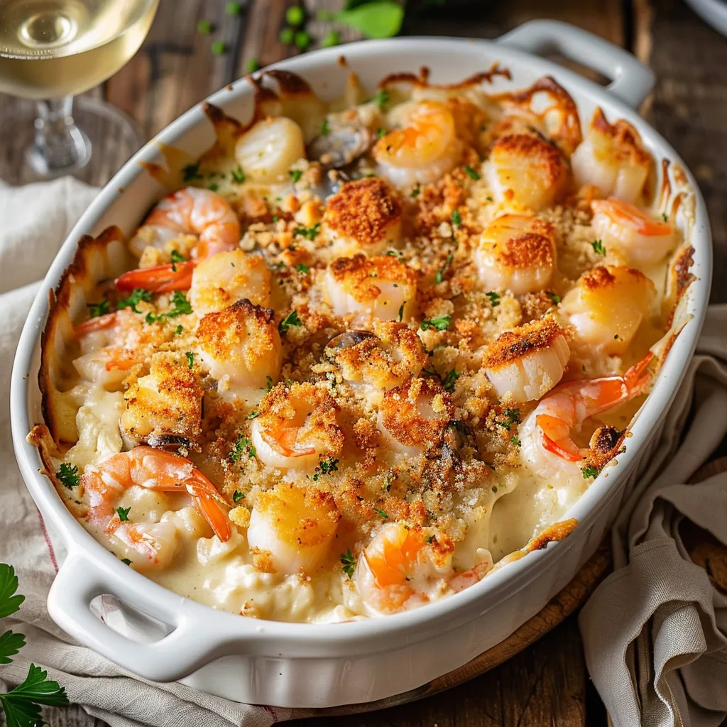 Gratin fruits de mer savoureux