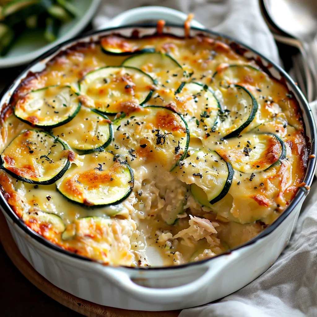Gratin courgettes et thon crémeux