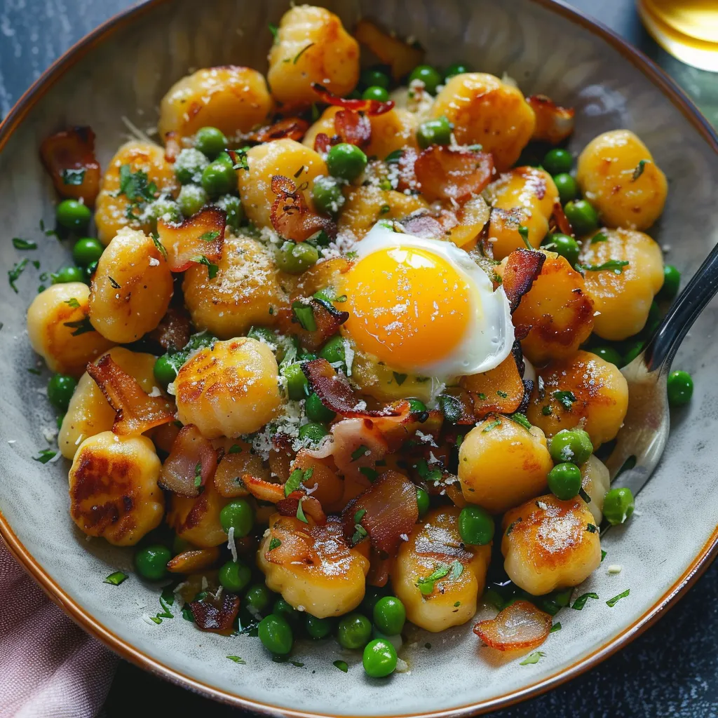 Gnocchis grillés à la carbonara