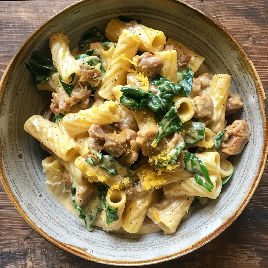 Pâtes au porc braisé et moutarde