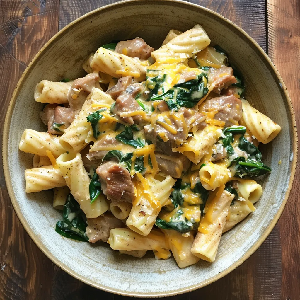 Pâtes au porc braisé et sauce moutarde