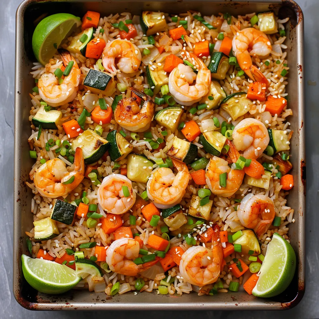 Riz frit crevettes plaque