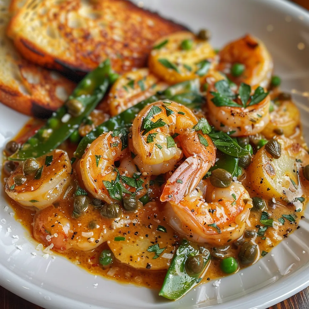 Fricassée crevettes grelots piccata