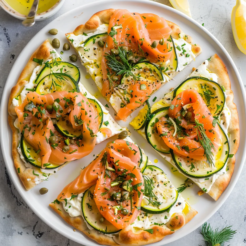 Pizza courgette et saumon fumé