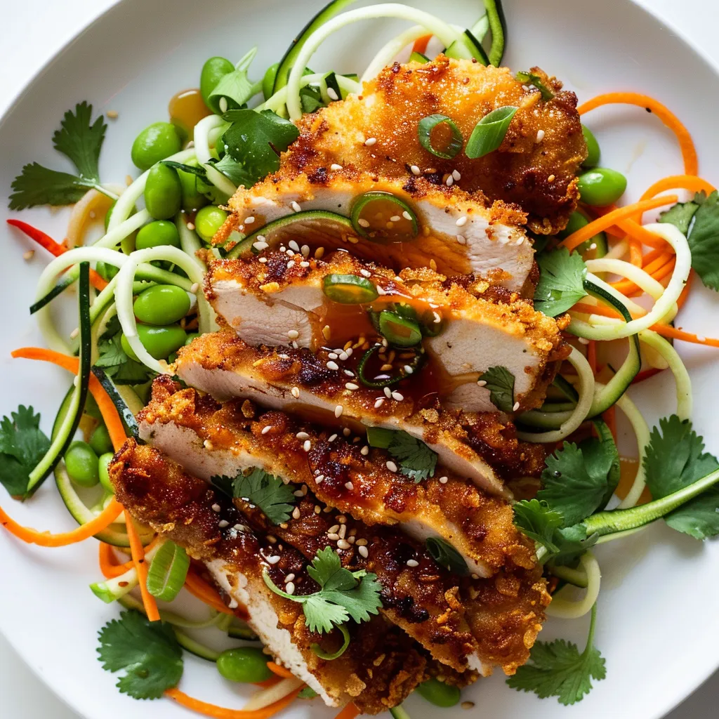 Poulet pané et nouilles tao