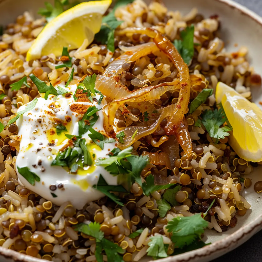 Riz brun lentilles et oignons