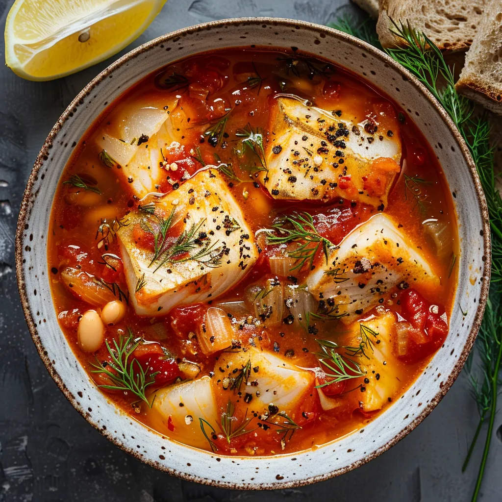 Soupe authentique au poisson, tomate et fenouil