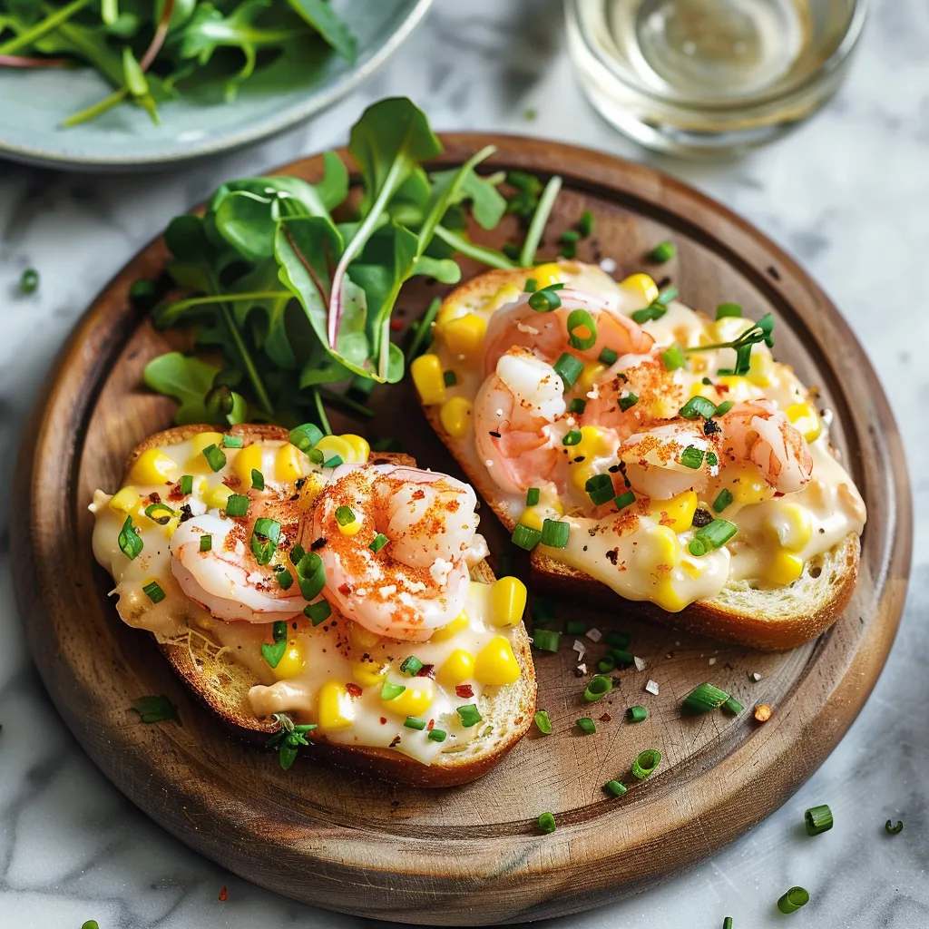 Croque-monsieur garni de crevettes nordiques et béchamel