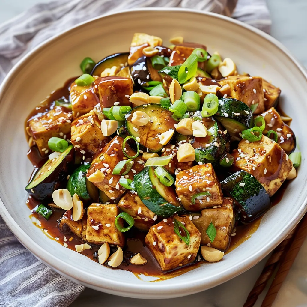Sauté aubergines tofu arachide