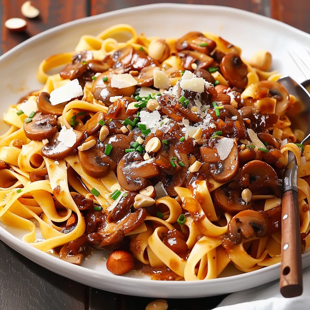 Fettuccines délicates aux champignons et noisettes
