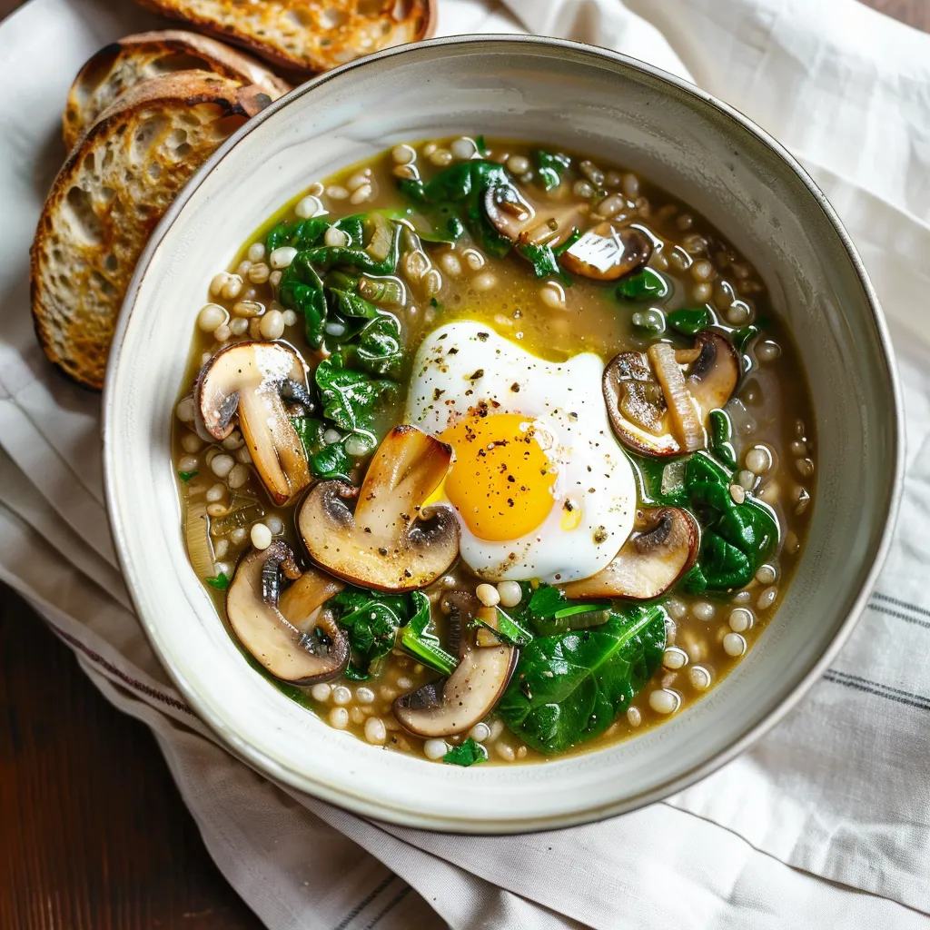 Soupe gourmande à l'orge et champignons