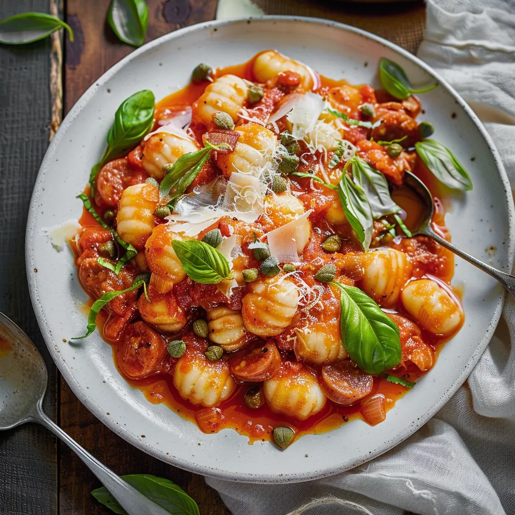 Gnocchis à la sauce tomate et saucisse avec fenouil délicieux