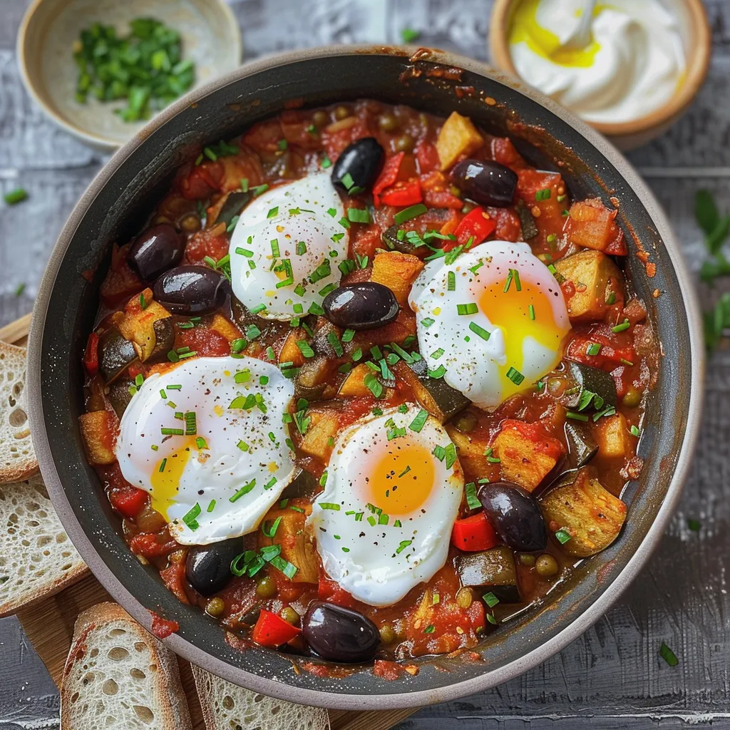 Oeufs pochés aux légumes méditerranéens