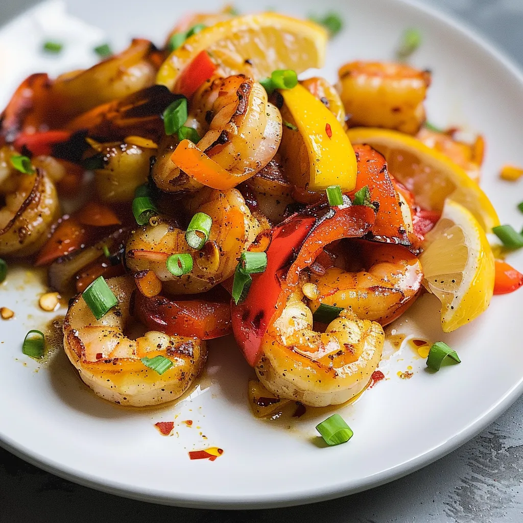 Sublime sauté de crevettes au citron brûlé