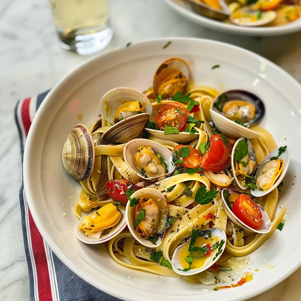 Délicieuses linguine aux palourdes avec citron et persil