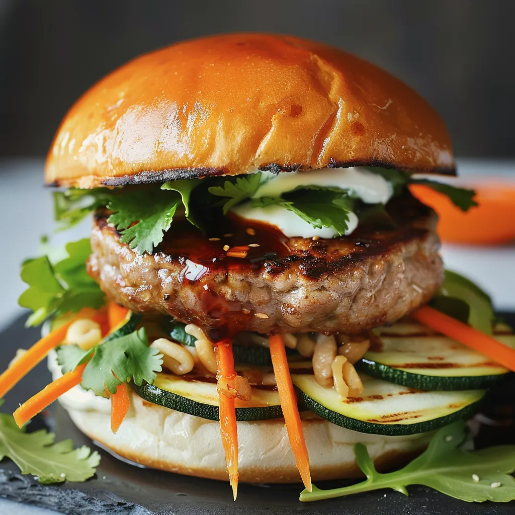 Burger de style bánh mì au porc et légumes