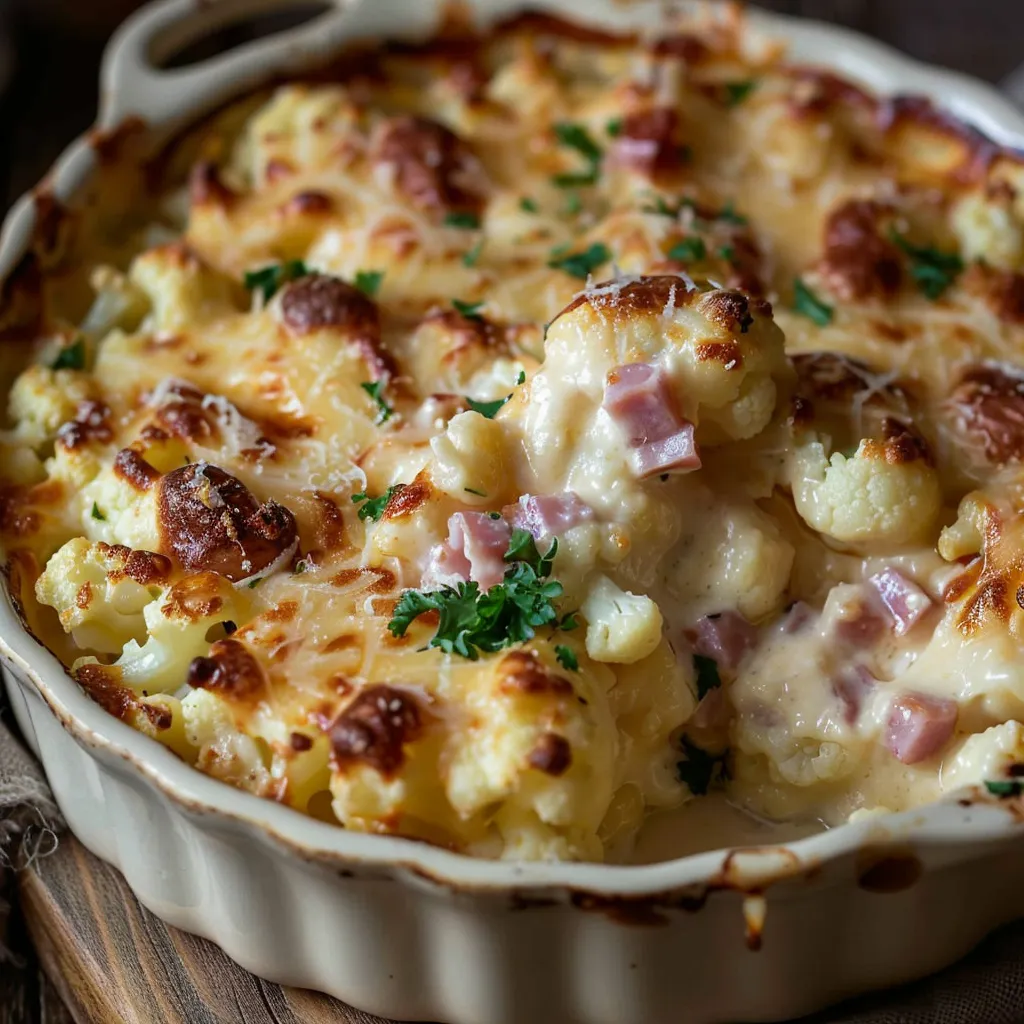 Gratin maison au chou-fleur et fromage fondant