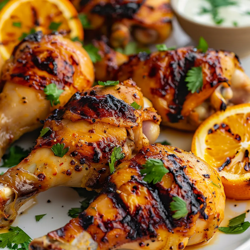 Pilons de poulet marinés à l’orange et à la bière