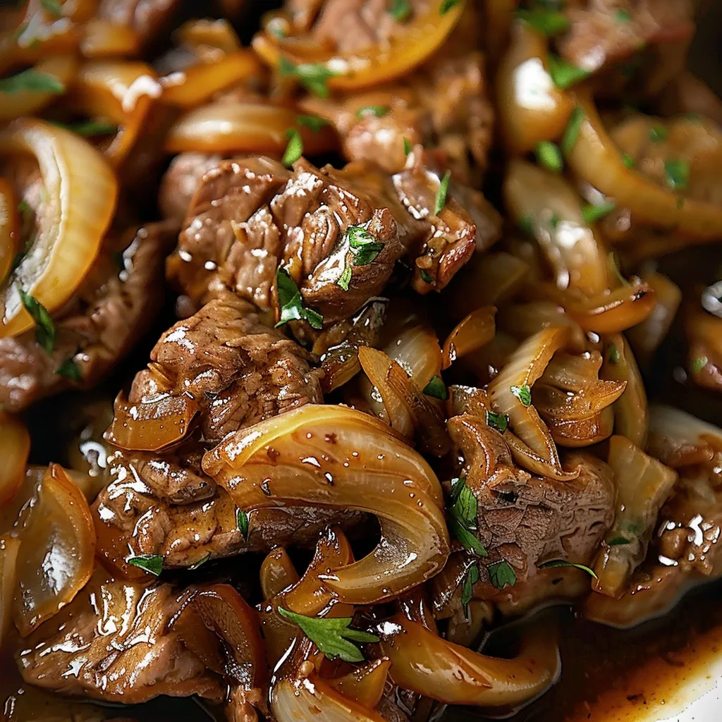 Bœuf sauté aux oignons et miel