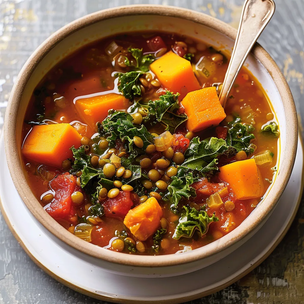 Soupe aux lentilles et kale