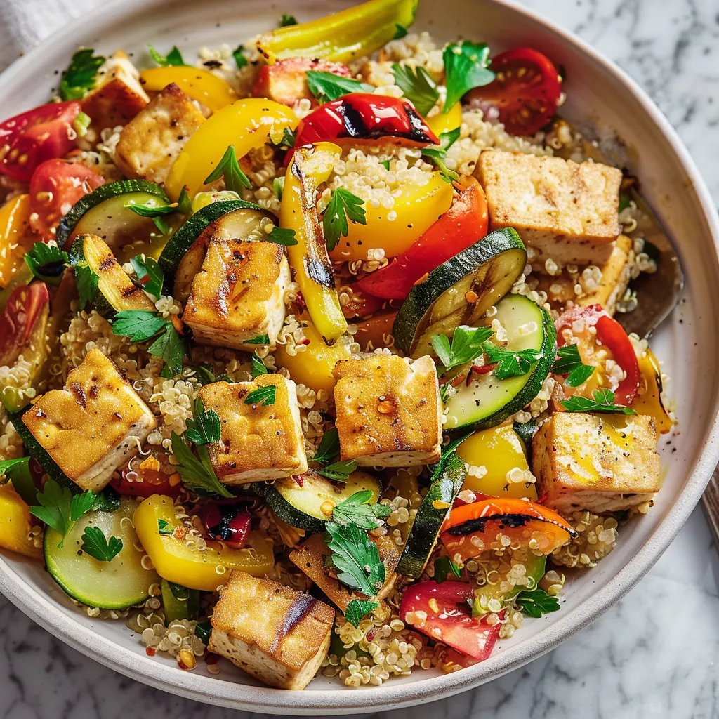 Quinoa légumes grillés tofu