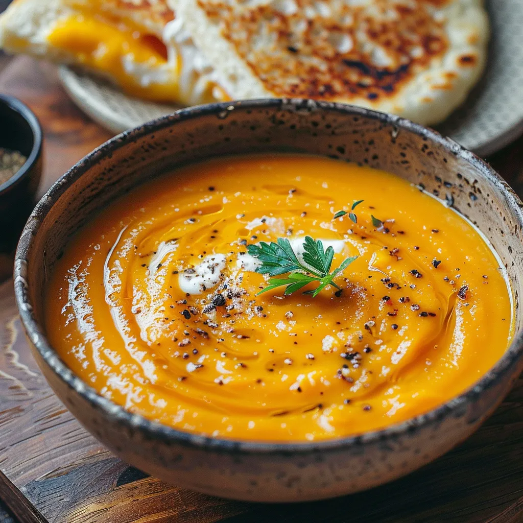 Savourez une crème de carottes et lentilles rouges onctueuse