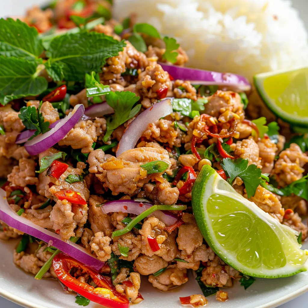 Poulet haché citronnelle larb