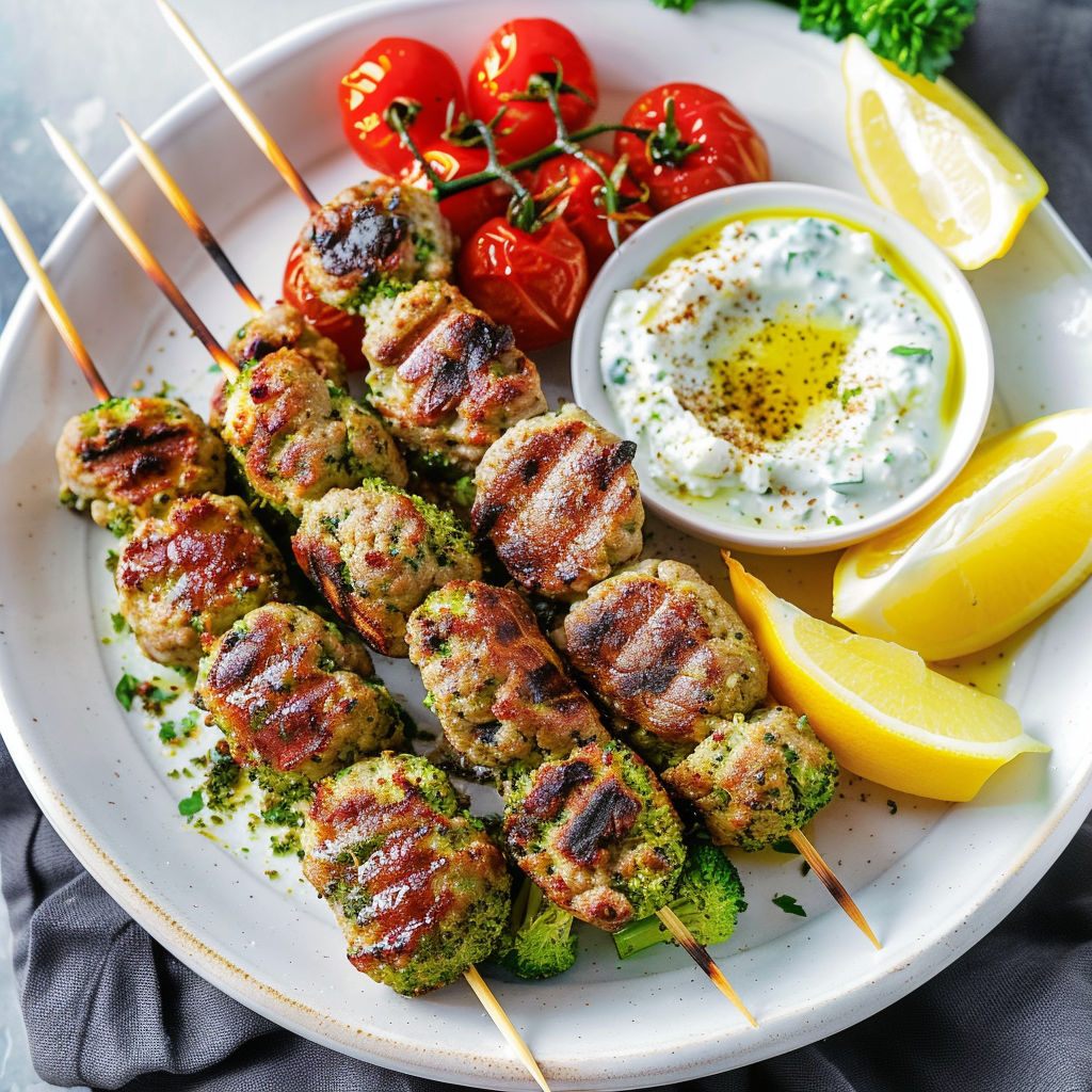 Brochettes kefta d’agneau au brocoli