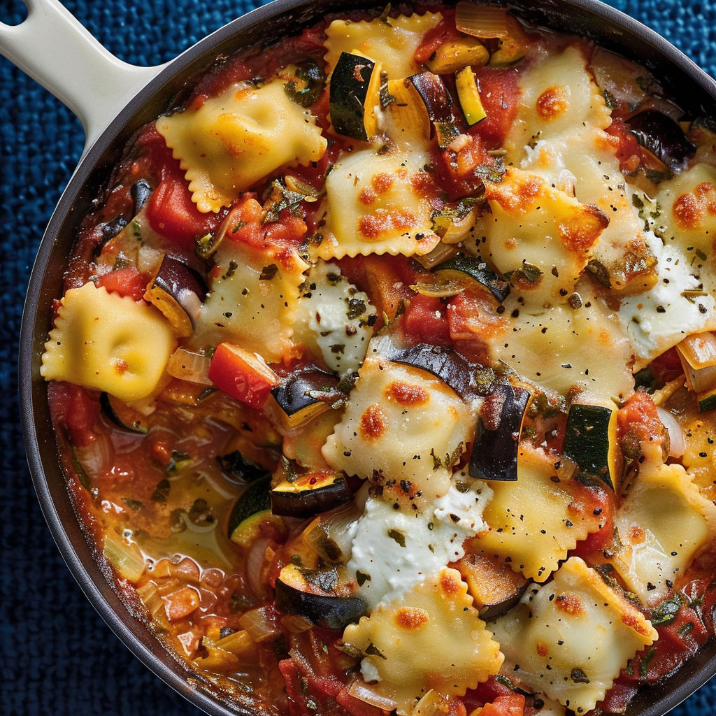 Une recette de macaroni et zucchini avec des pâtes et des légumes.